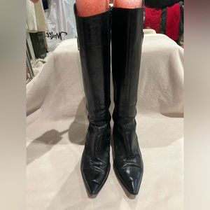 Lavorazione Artigiana Italian Leather Boots; Black with Double Zipper detail;8.5